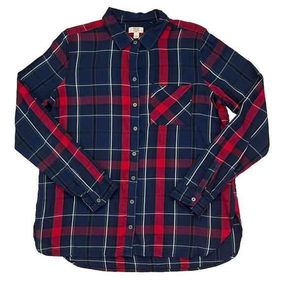 True Craft Womens Plaid Shirt XL Flannel Tartan Lightweight Modal Blend Granola - Picture 12 of 12